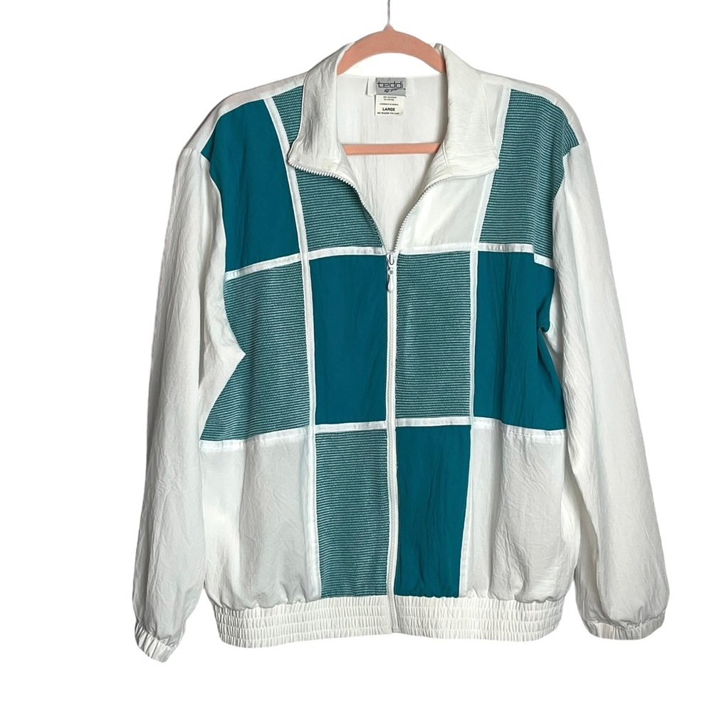 Vintage Teddi windbreaker jacket zip up teal